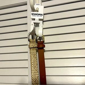 Great Sonoma size M brown beige lot of 2 belts NWT